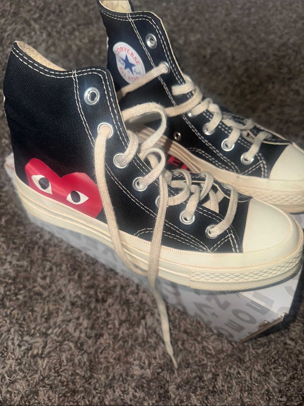 Comme des Garcons PLAY x Converse Black High-Top Sneakers with Red Heart